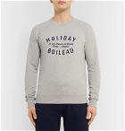 Holiday Boileau - Slim-Fit Logo-Print Mélange Fleece-Back Cotton-Jersey Sweatshirt - Gray