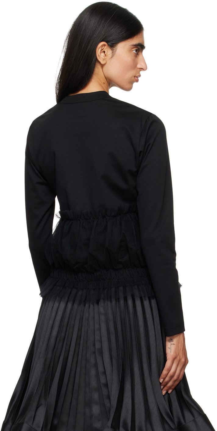 Noir Kei Ninomiya Black Ruffled Trim Cardigan