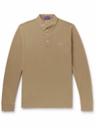 Ralph Lauren Purple label - Slim-Fit Logo-Embroidered Wool-Piqué Polo Shirt - Neutrals