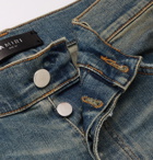 AMIRI - MX1 Skinny-Fit Panelled Distressed Stretch-Denim Jeans - Blue