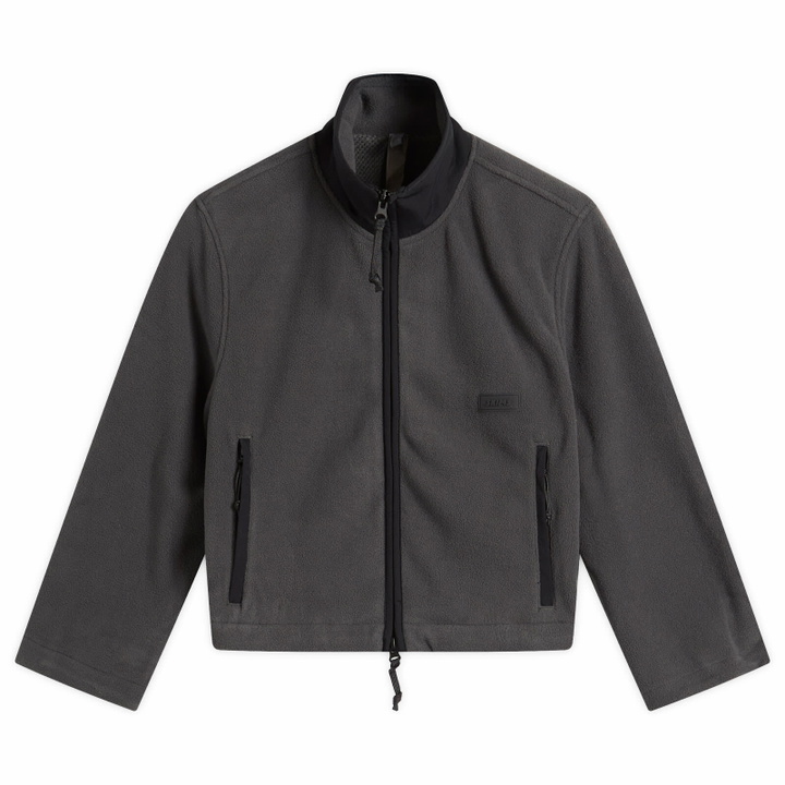 Photo: SKIMS Women's Fleece Lounge Shrunken Zip Up Jacket in Ash