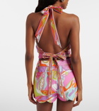 Pucci Orchidee halterneck silk twill top