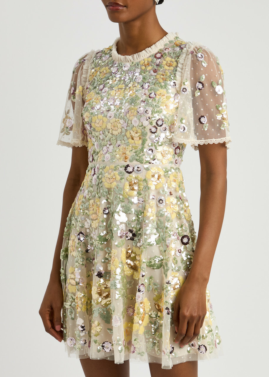 elina mini dress in cream Feelin' 22 Cream Sequin Mini Dress