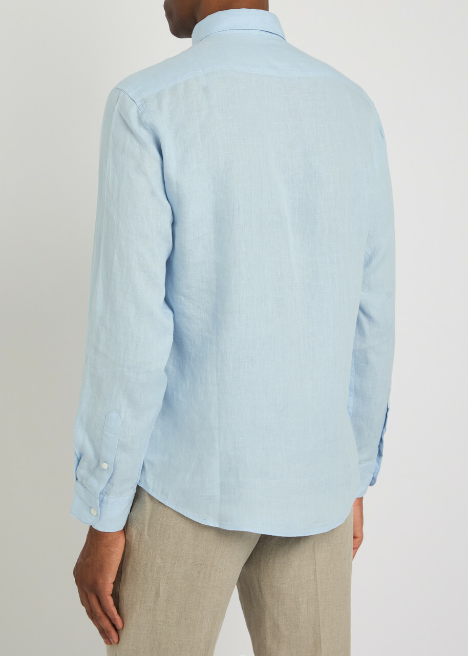 Sunspel Linen Shirt Light Blue