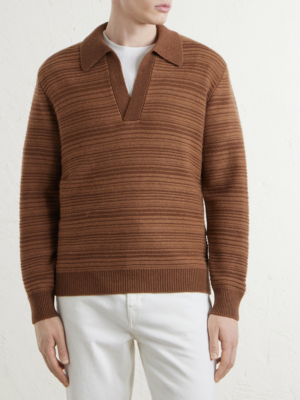 Canali - Wool and Cashmere-Blend Polo Sweater - Brown