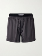 TOM FORD - Silk-Blend Satin Boxer Briefs - Black