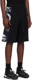 Versace Jeans Couture Black & Gray Watercolor Couture Shorts