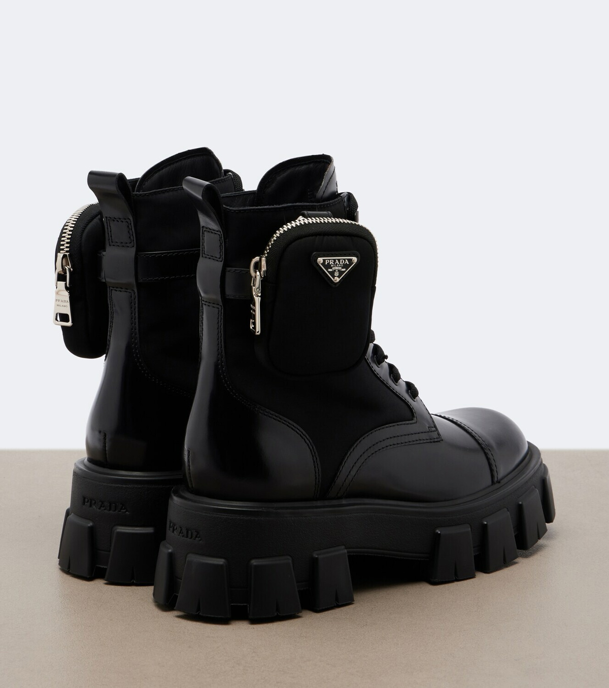 Prada Monolith leather ankle boots