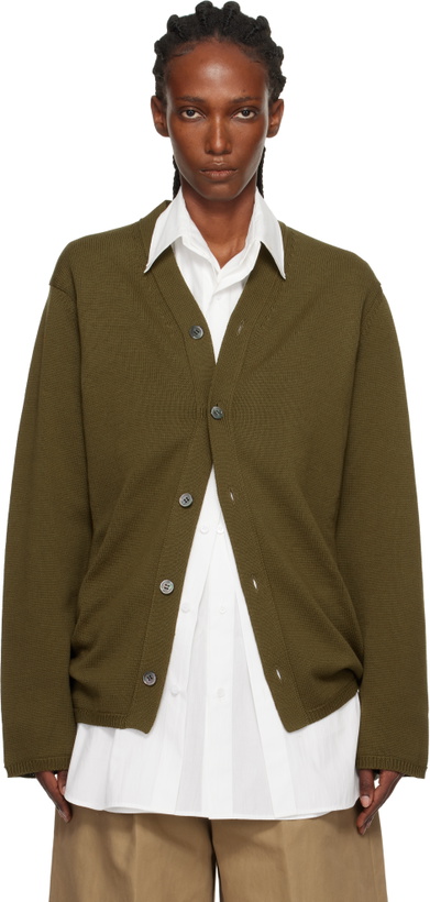 Photo: Comme des Garçons Homme Plus Khaki Cotton Jersey Cardigan