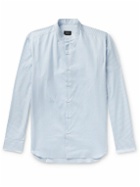 Brioni - Grandad-Collar Striped Cotton Shirt - Blue