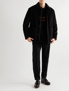 Zegna - Leather-Trimmed Cotton-Blend Corduroy Chore Jacket - Black