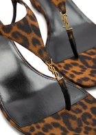 Saint Laurent Cassandra 40 Leopard-print Grosgrain Wedge Sandals