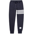 Thom Browne - Tapered Striped Loopback Cotton-Jersey Sweatpants - Navy