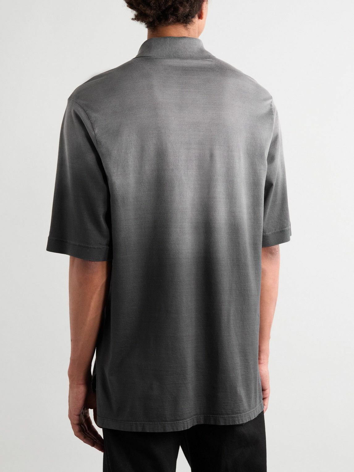 Alexander McQueen - Logo-Embroidered Dégradé Cotton-Jersey Polo Shirt - Gray