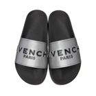 Givenchy Silver Logo Flat Sandals