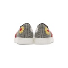 Charlotte Olympia Black and White Gingham Kitty Slip-On Sneakers