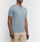 Tod's - Slim-Fit Textured Merino Wool and Silk-Blend Polo Shirt - Light blue