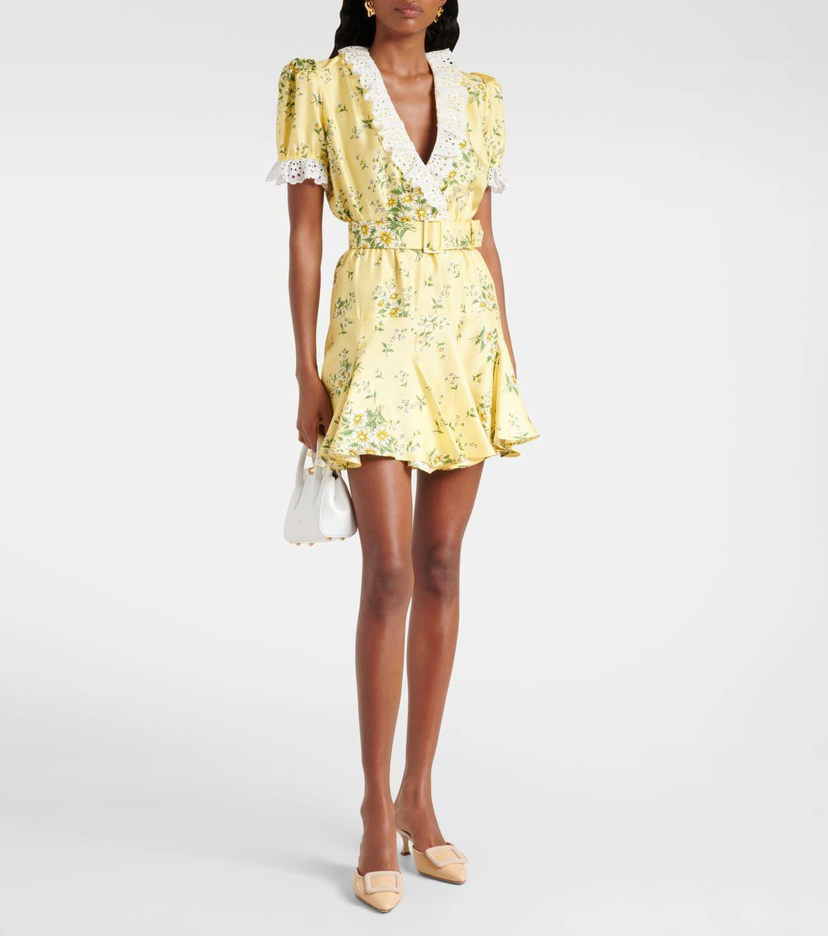 Rodarte Satin and broderie anglaise minidress