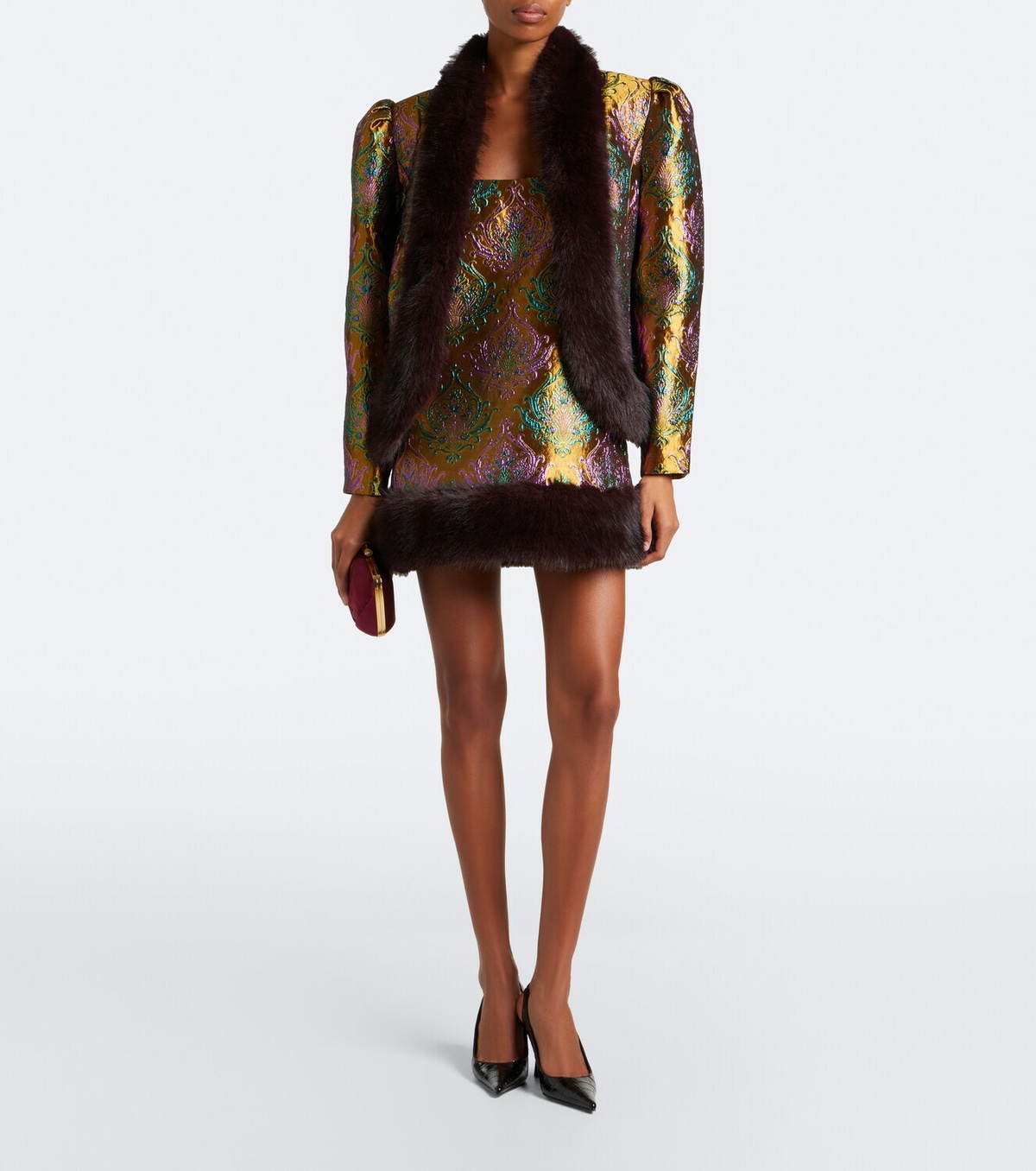 Retrofête Sulvie brocade minidress