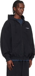 VETEMENTS Black Iconic Logo Zip-Up Hoodie