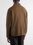 ATON - Wool-Blend Half-Zip Polo Sweater - Brown