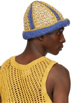 Nicholas Daley Blue & Yellow Hand-Crochet Bucket Hat