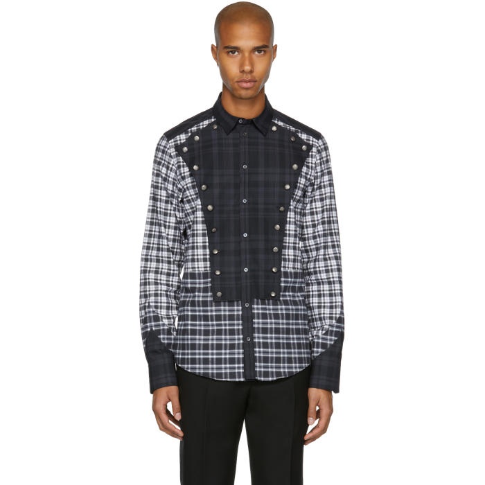 Photo: Dolce and Gabbana Grey and White Check Western Shirt 