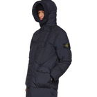 Stone Island Navy Down Hooded Coat