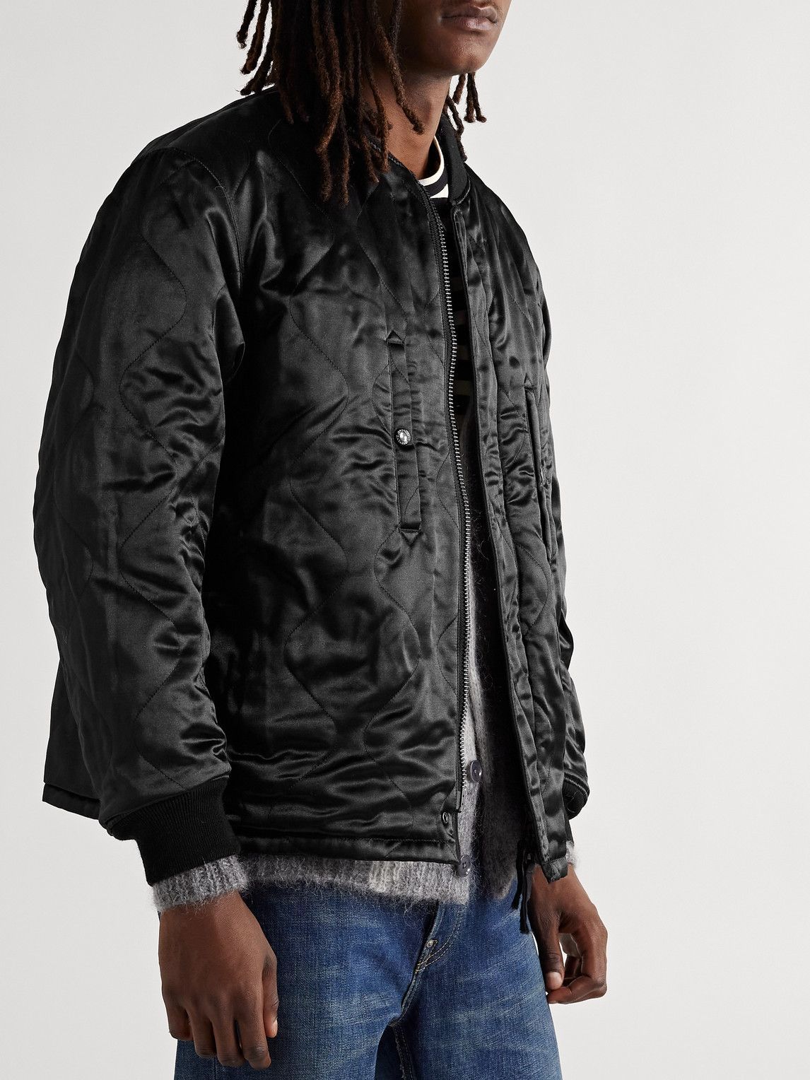 Engineered Garments - Aviator Reversible Padded Cotton-Ripstop Jacket -  Black