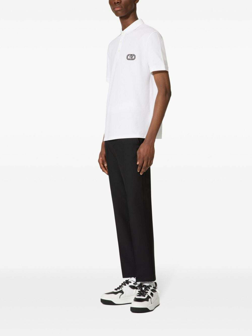Tシャツ・カットソー VALENTINO Polo Valentino Garavani VLogo (V3MH01KB19 0NO) Valentino Garavani Men's VLogo Chain Bicolor Polo Shirt