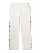 BODE - Straight-Leg Beaded Cotton Trousers - White