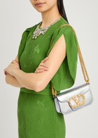 Valentino Locò Small Metallic Grained Leather Shoulder bag - Silver - One Size