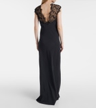 Ferragamo Lace-trimmed silk gown