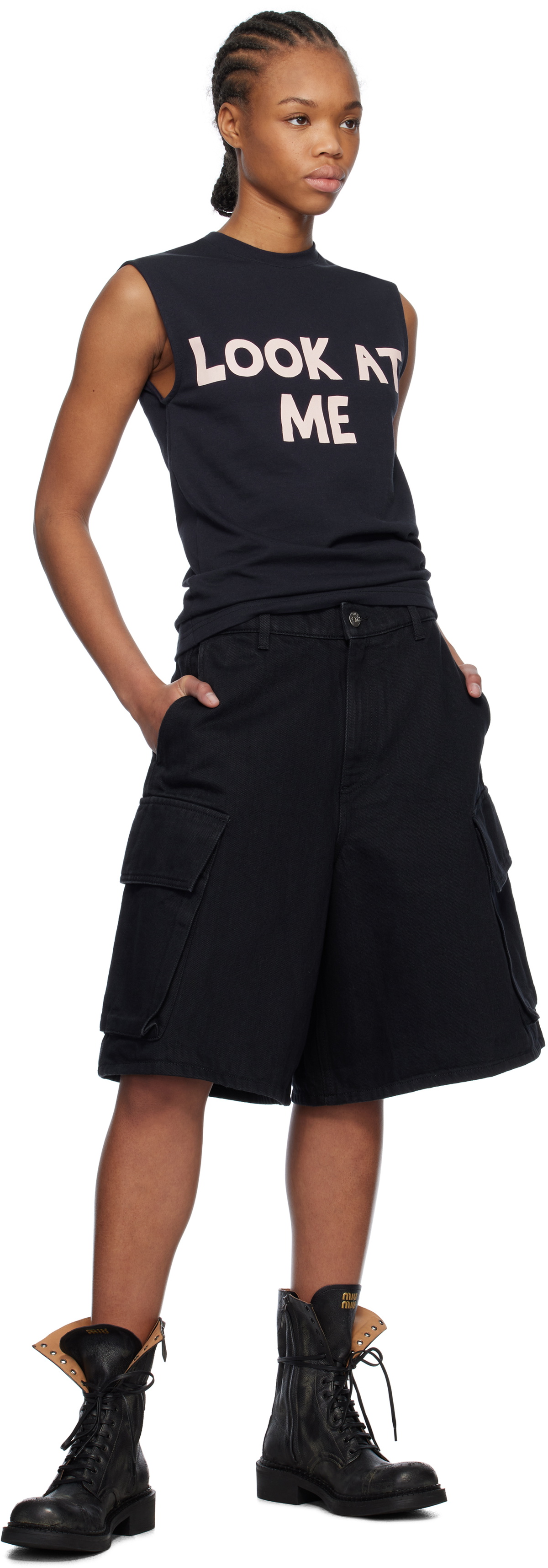 JW Anderson Black Cargo Denim Shorts