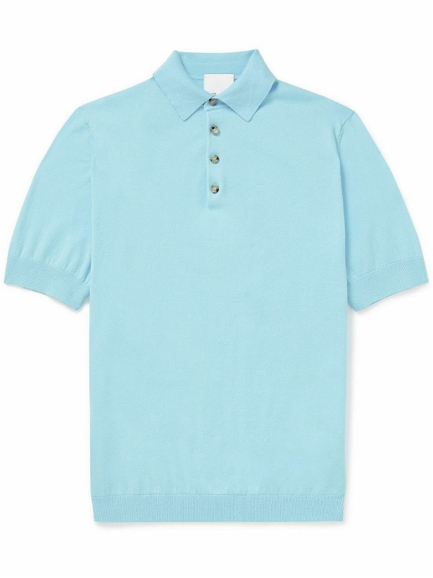 Photo: Allude - Cotton and Cashmere-Blend Polo Shirt - Blue