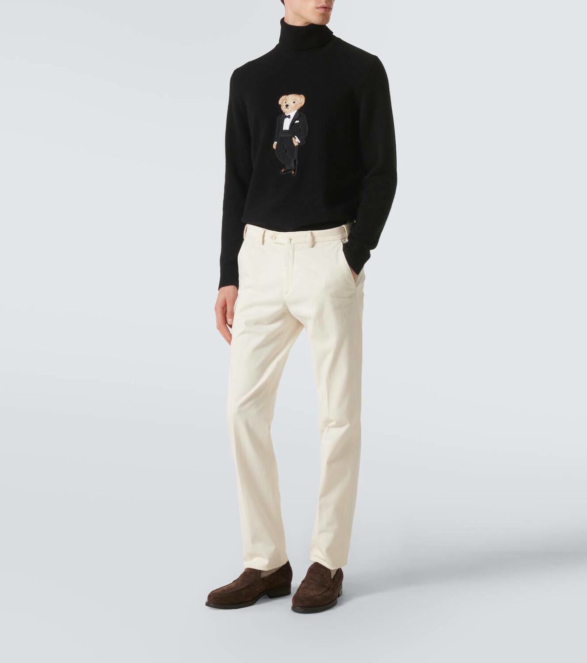 RALPH LAUREN PURPLE LABEL 白カシミヤタートルセーター Ralph Lauren Purple Label Polo Bear cashmere turtleneck sweater