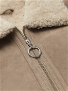 AMI PARIS - Shearling-Lined Suede Jacket - Neutrals