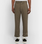 Engineered Garments - Cropped Puppytooth Pleated Woven Trousers - Brown