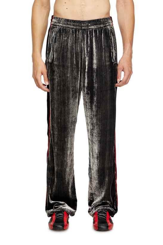 Photo: Diesel Track pants in treated velvet - Pants Mens in Grey