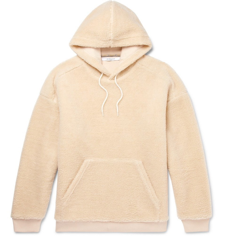 Photo: Givenchy - Logo-Embroidered Fleece Hoodie - Men - Neutral