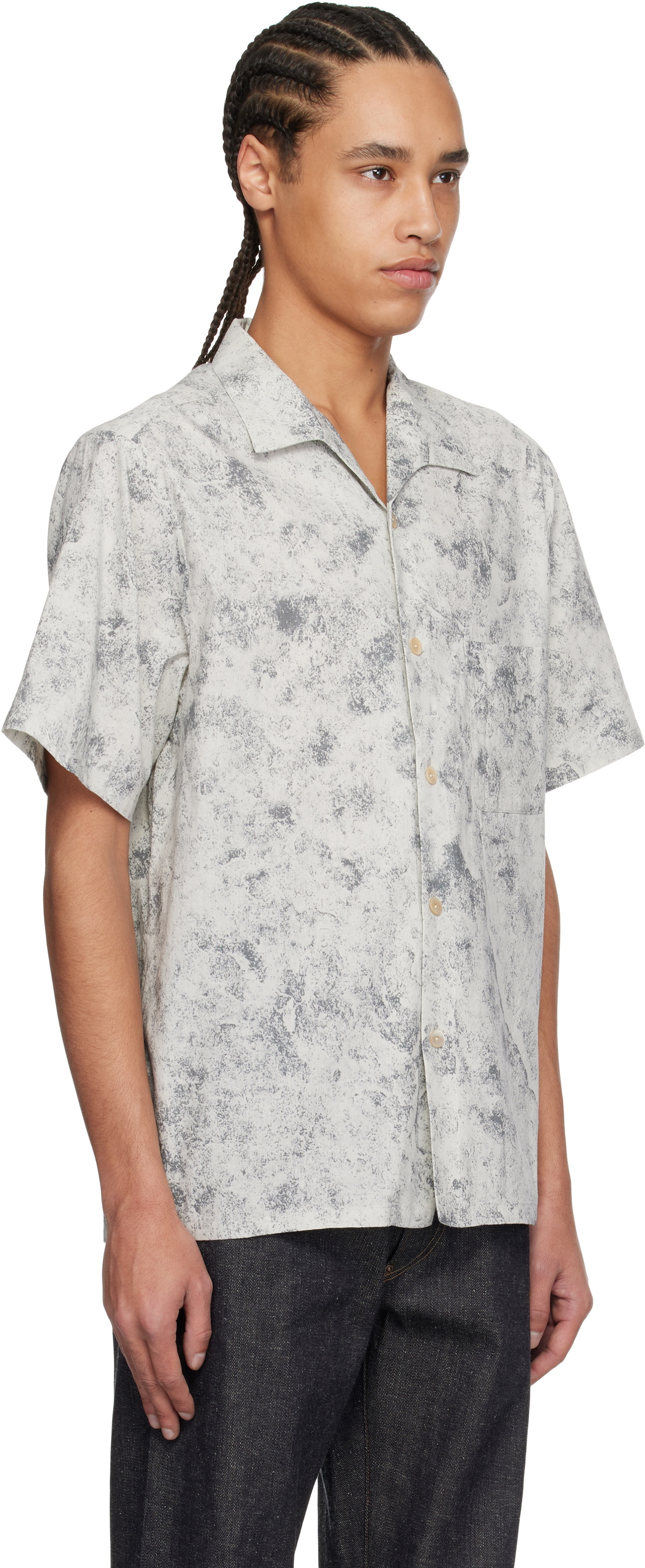 Taiga Takahashi Gray Lot. 114 Italian Collar Shirt