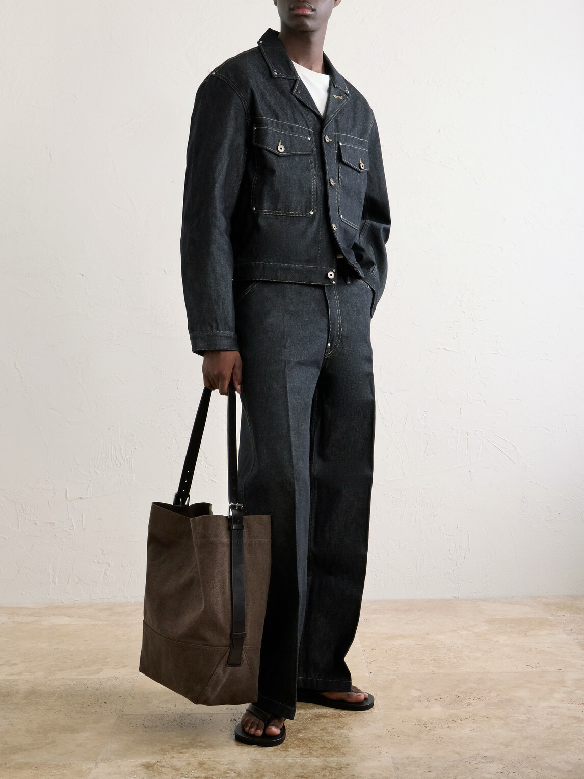 LEMAIRE - Leather-Trimmed Canvas Tote Bag
