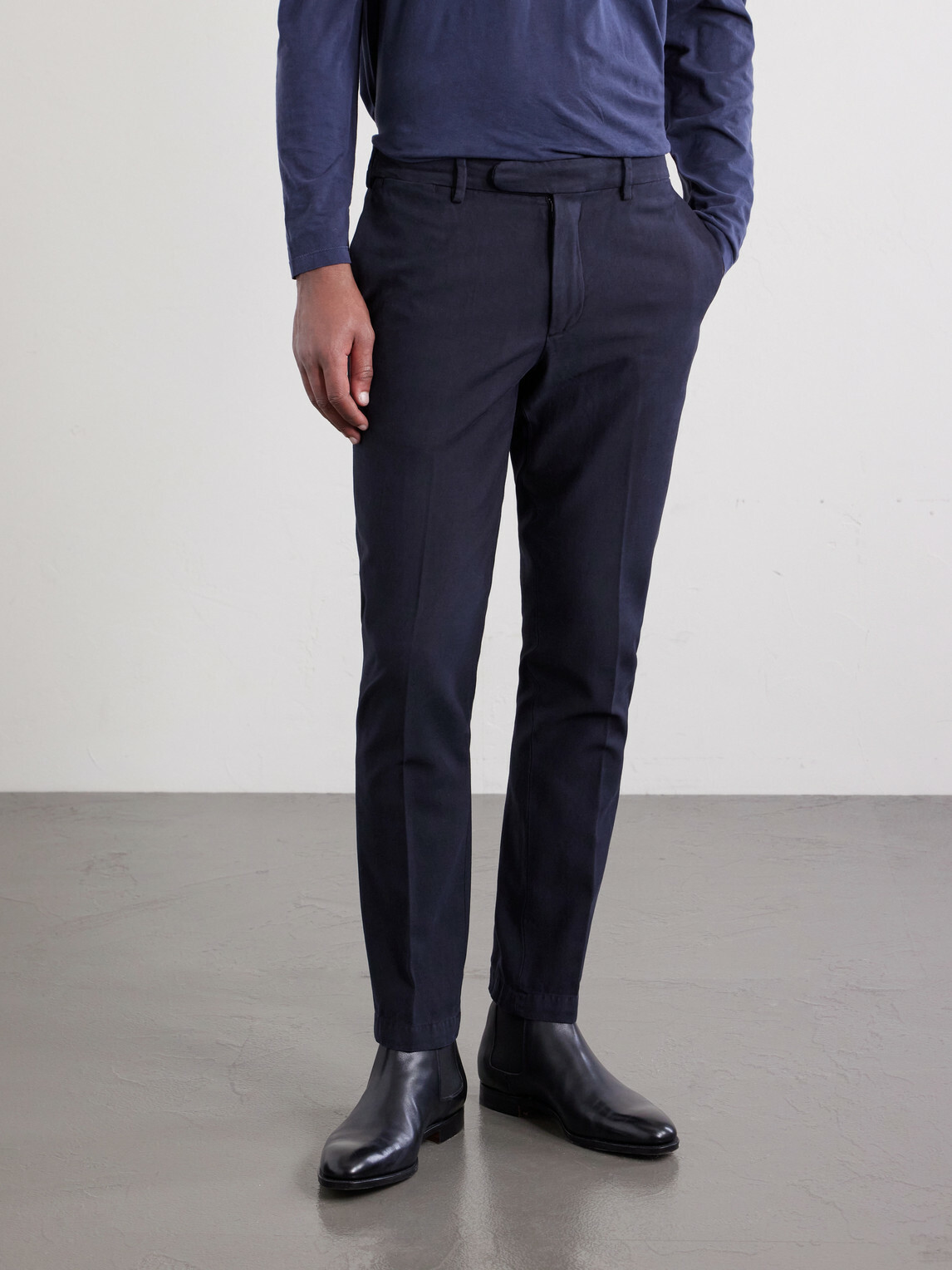 Thom Sweeney - Straight-Leg Cotton-Blend Chinos - Blue