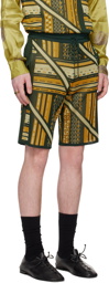 Ahluwalia Green & Yellow Kalonji Shorts