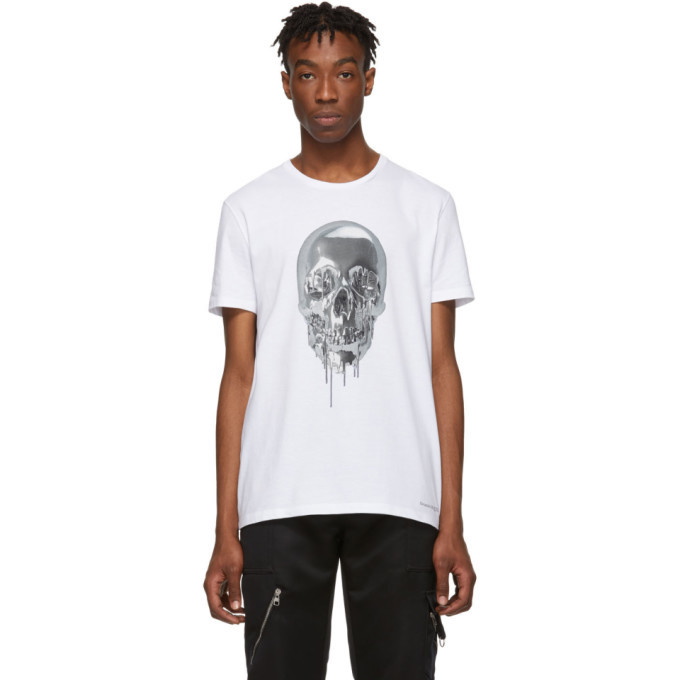 Photo: Alexander McQueen White Metallic Skull T-Shirt