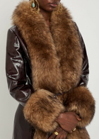 Chloe Shearling-trimmed Leather Coat Brown