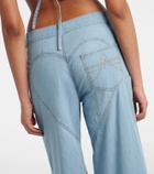 Area Embellished floral-appliqué wide-leg jeans