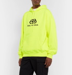 Balenciaga - Logo-Print Neon Loopback Cotton-Jersey Hoodie - Yellow