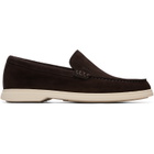 BOSS Brown Embossed Logo Suede Loafers
