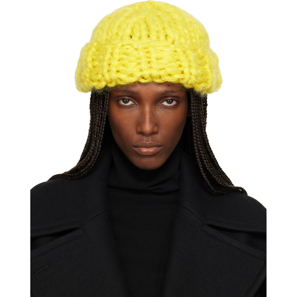 ISSEY MIYAKE Yellow November Silk Mohair Beanie